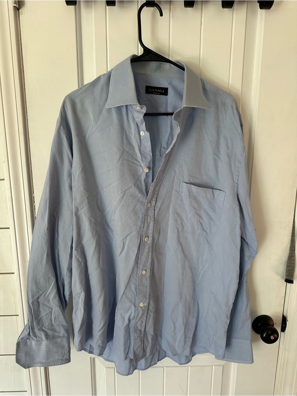 Canali Light Blue Made in Italy dress shirt 44-17.5